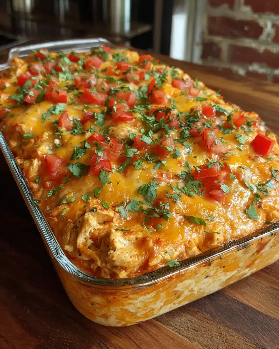 Cheesy Fajita Chicken Casserole Recipe Fajita chicken casserole with cheese and veggies.