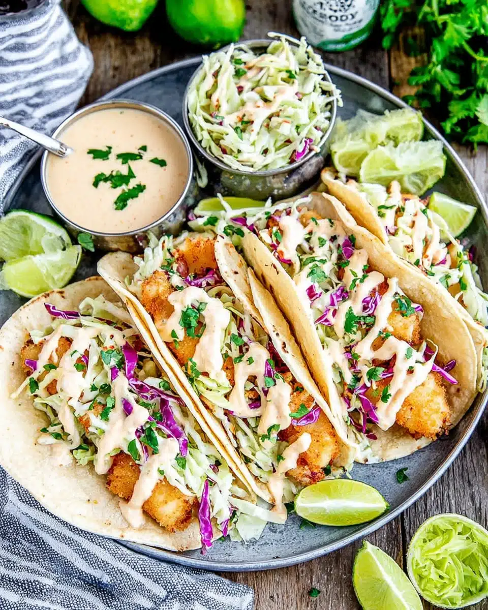 Fish Tacos with Slaw Recipe Delicious fish tacos with slaw and lime, perfect for a family dinner.