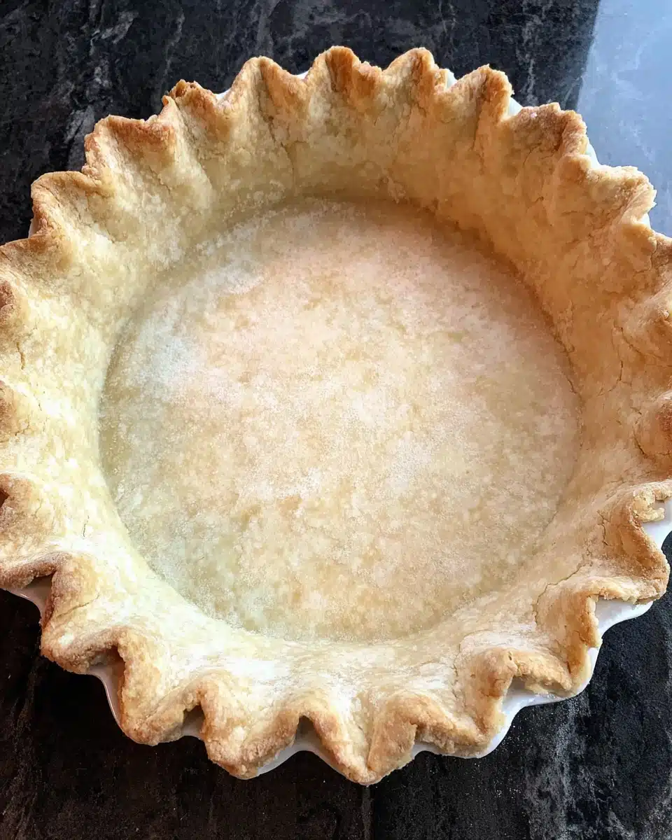 Perfect Pie Crust for Lemon Meringue Pie Homemade lemon meringue pie crust ready for filling.