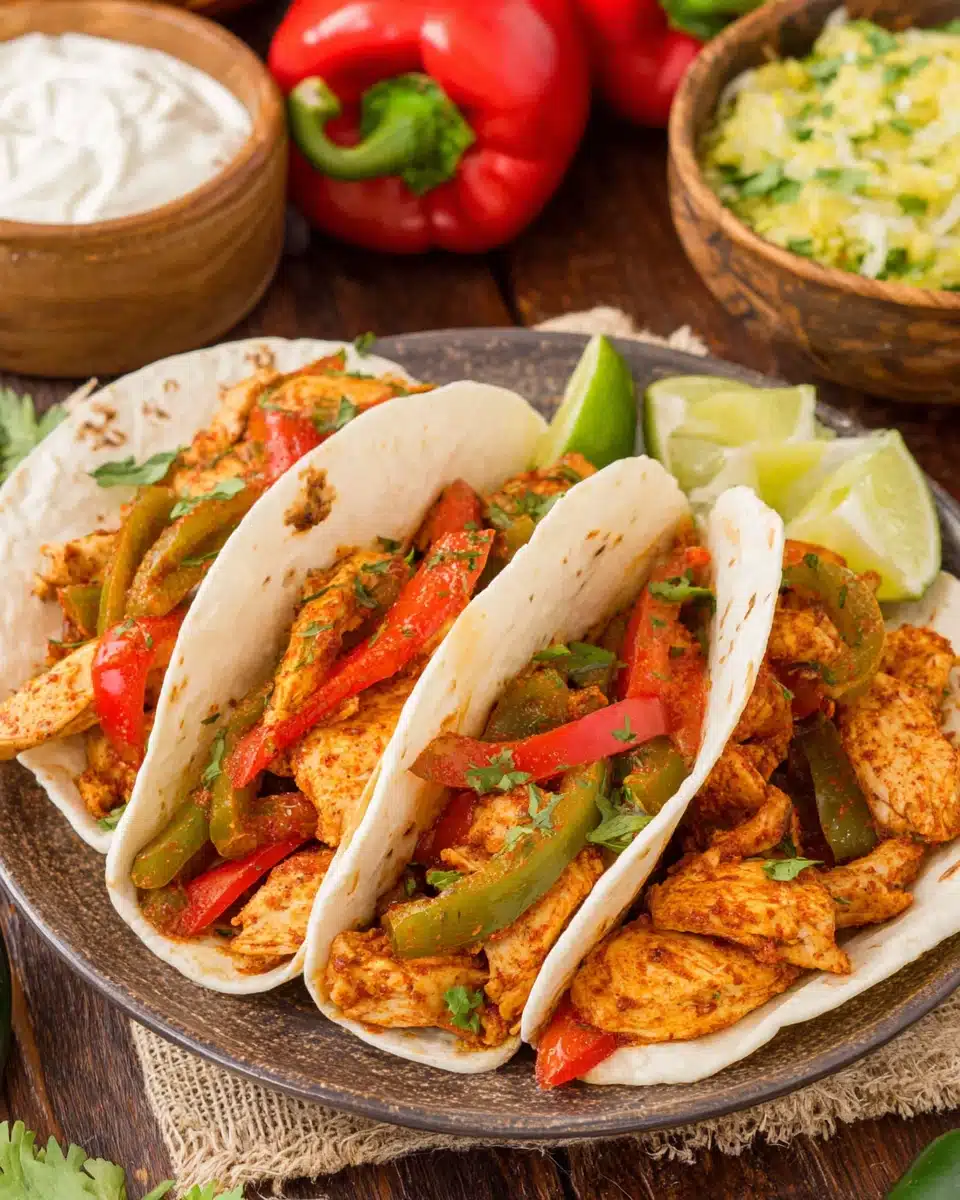 Instant pot chicken fajitas ready to enjoy with fresh toppings.