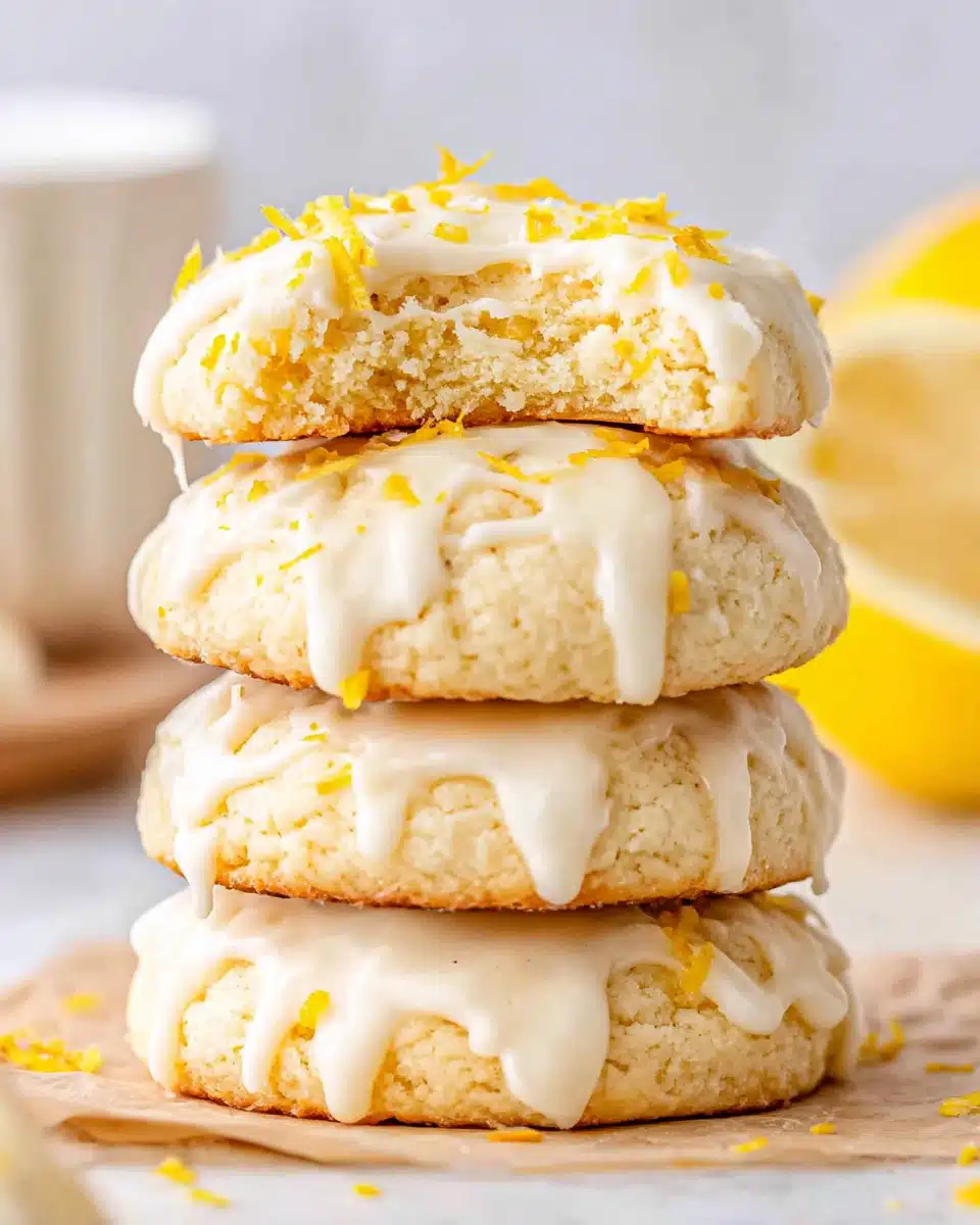 Keto Cream Cheese Lemon Cookies Delight Keto cream cheese lemon cookies stacked with icing