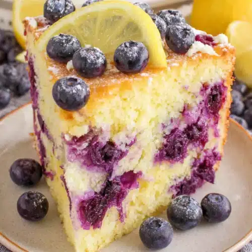Delicious lemon blueberry buttermilk cake slice