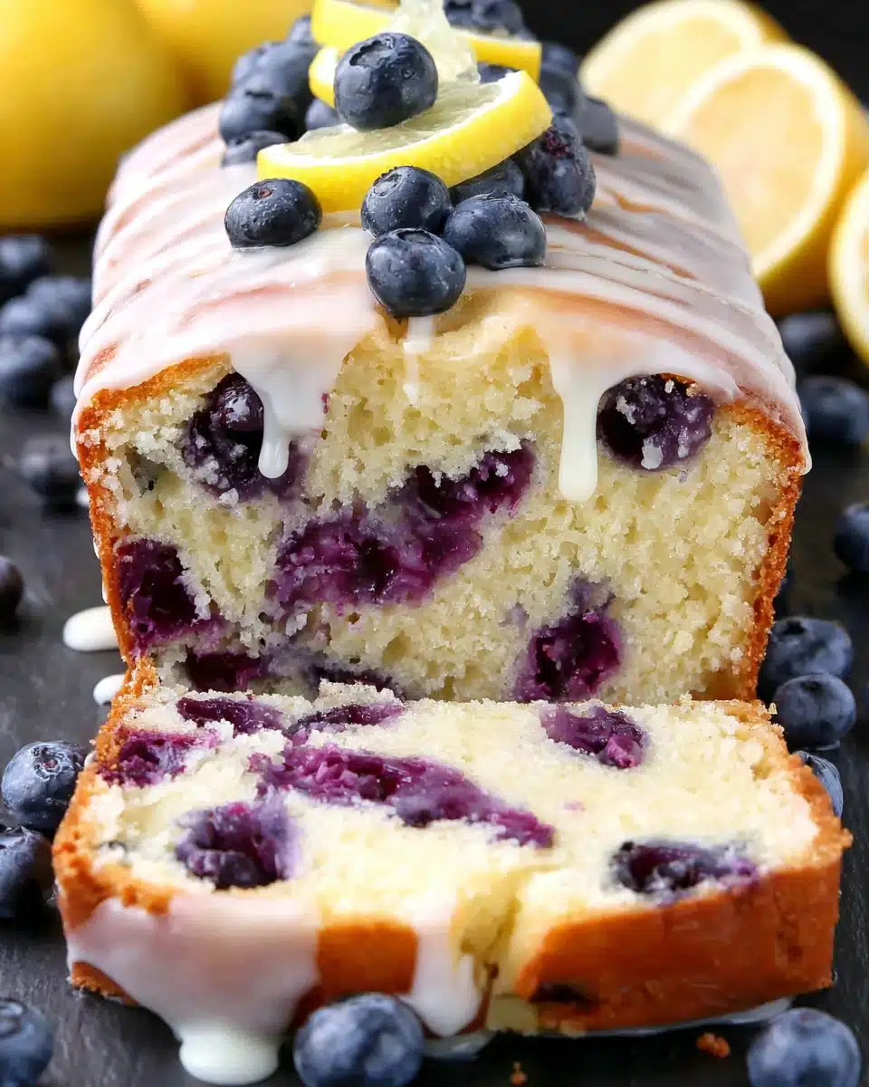 Indulge in this lemon blueberry pound cake bursting with flavor.