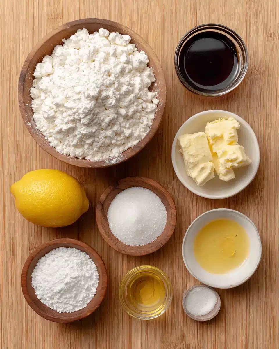 Ingredients for lemon cottage cheese mug cake