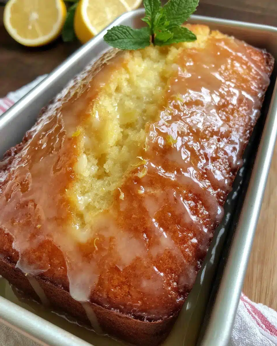 Moist lemon drizzle loaf cake, perfect for any occasion.