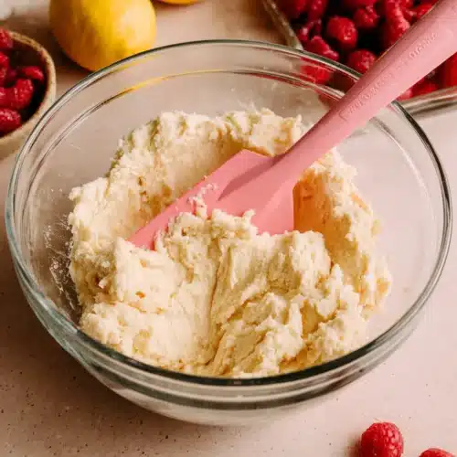 Delicious lemon raspberry heart cookies cookie dough preparation.