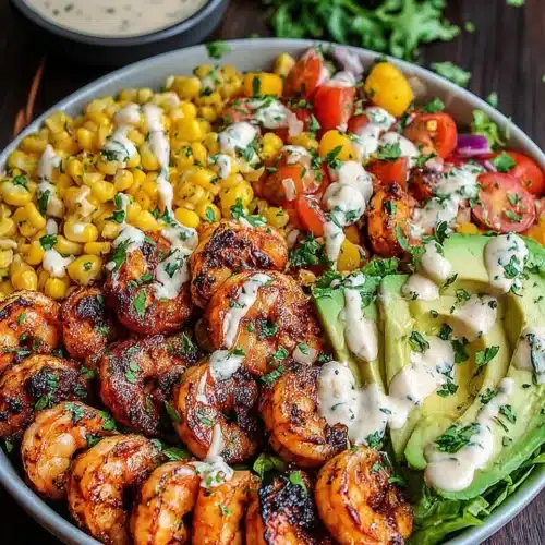 Mexican shrimp salad featuring juicy shrimp and zesty veggies.