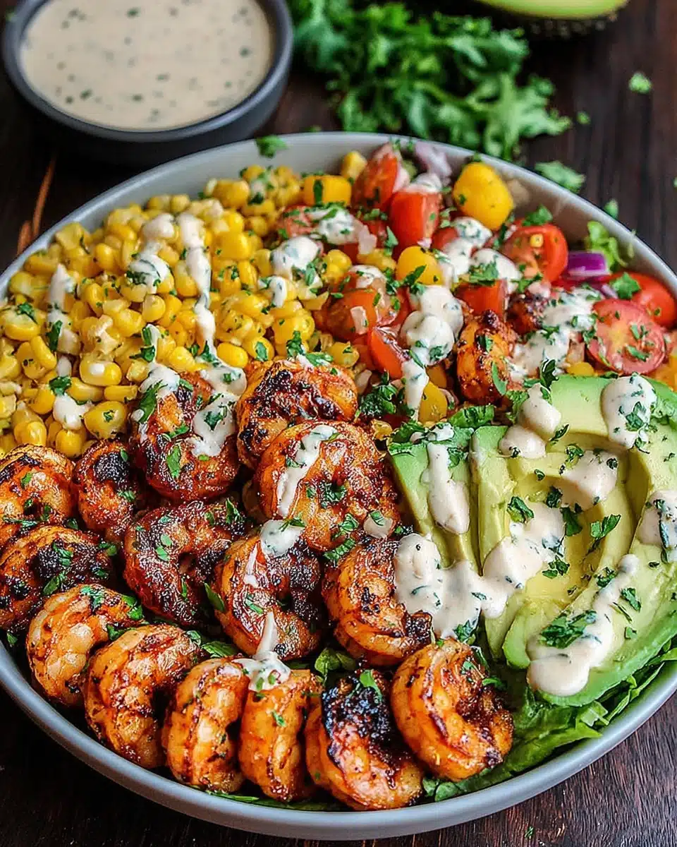 Mexican shrimp salad featuring juicy shrimp and zesty veggies.