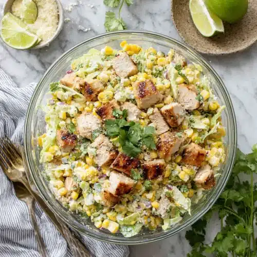 Mexican street corn chopped salad with lime and cilantro.