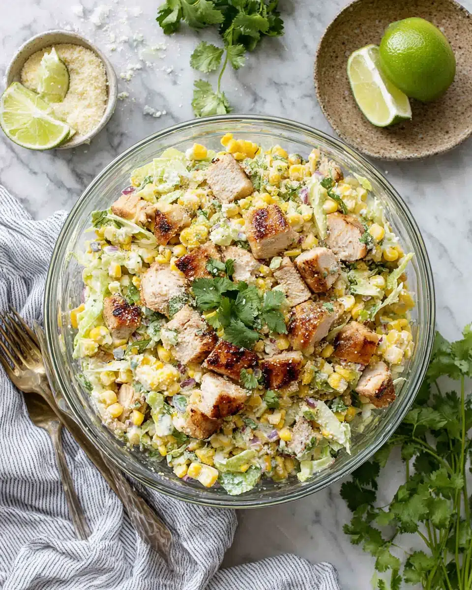 Mexican street corn chopped salad with lime and cilantro.