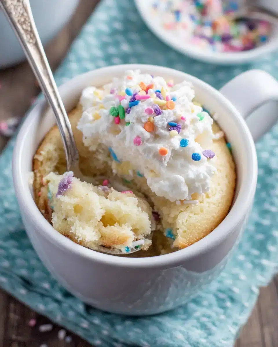 Quick Microwave Vanilla Mug Cake Quick microwave vanilla mug cake ready in under two minutes.