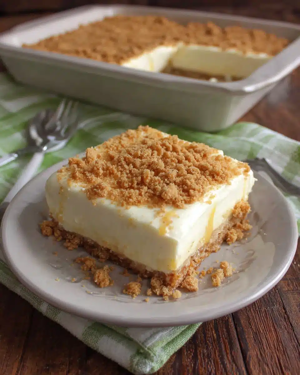 No bake cheesecake bars on a plate, perfect summer dessert