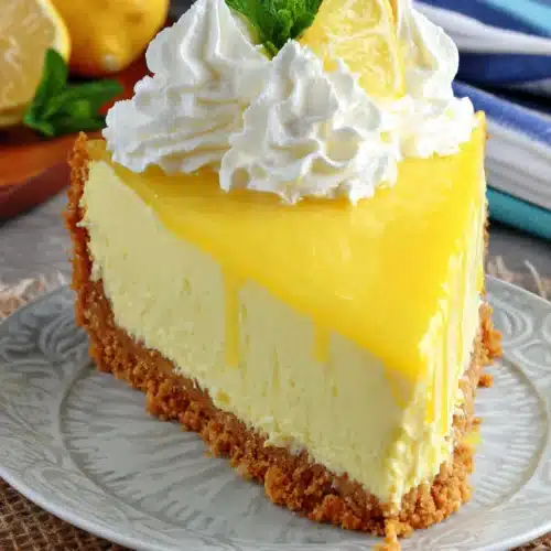 Delicious no-bake lemon cheesecake slice ready to enjoy.