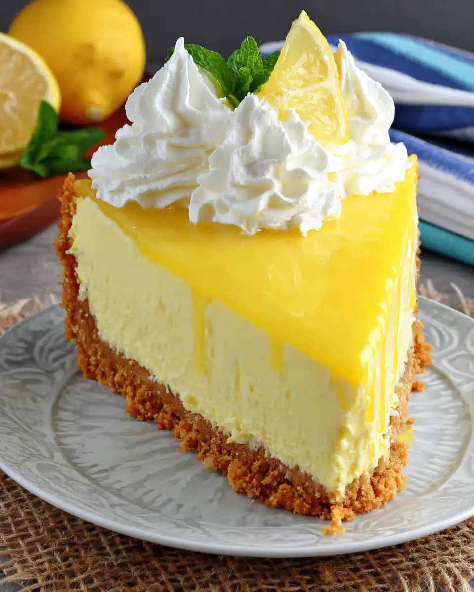 Delicious no-bake lemon cheesecake slice ready to enjoy.