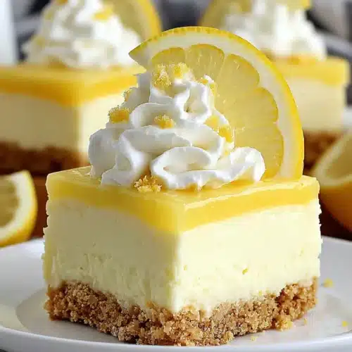 Delicious no bake lemon cheesecake bars with lemon slices