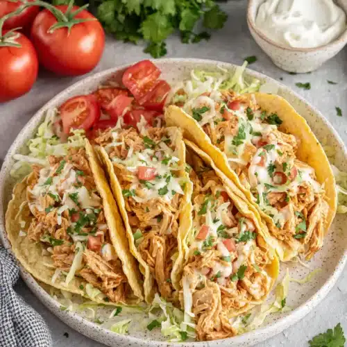 Delicious queso chicken tacos for a quick dinner.