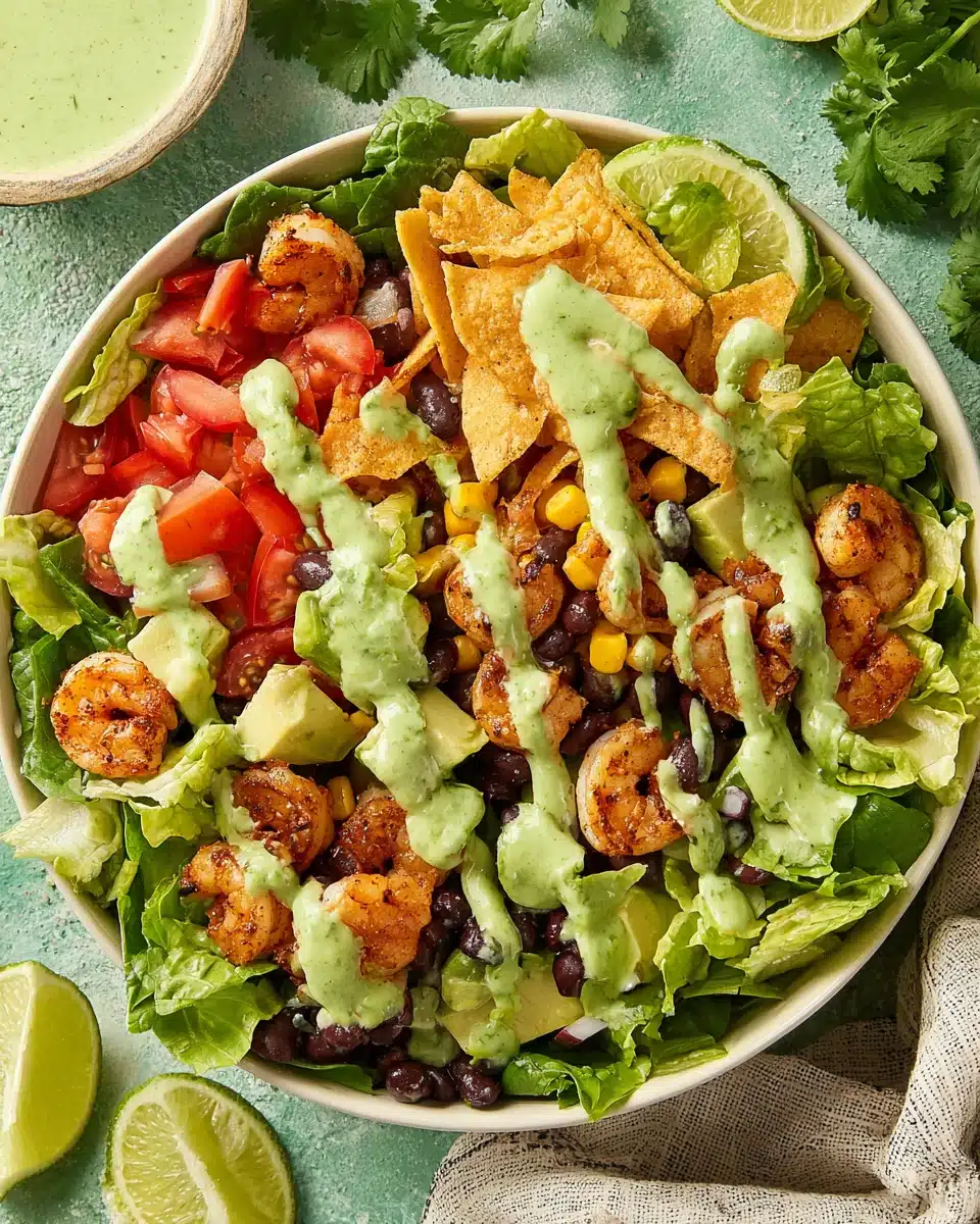 Shrimp taco salad loaded with fresh ingredients and vibrant flavors