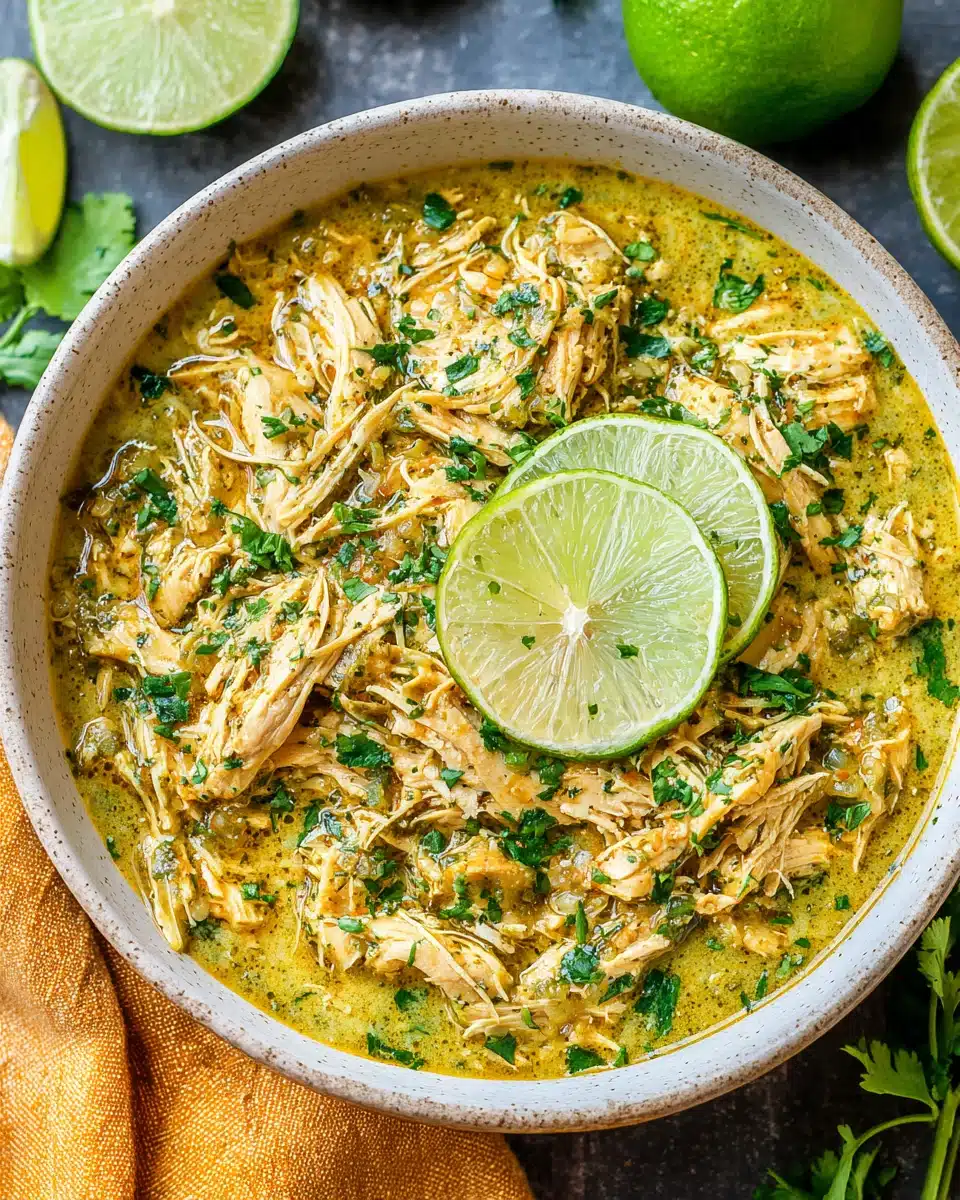 Delicious slow cooker green chile chicken recipe for easy dinners.