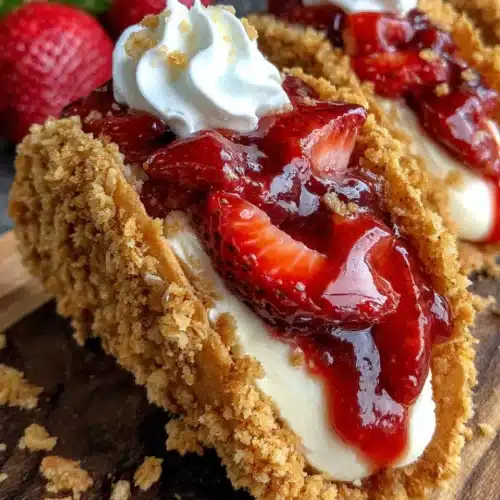 Strawberry crunch cheesecake taco with creamy filling and fresh strawberries
