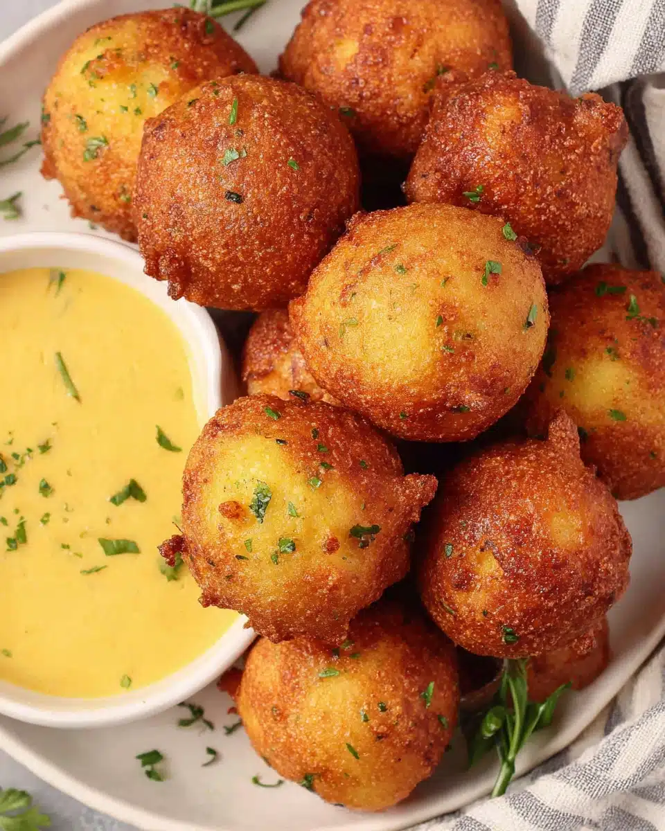 Best Hush Puppies Recipe with Dipping Sauce Crispy golden hush puppies with dipping sauce, best hush puppies recipe