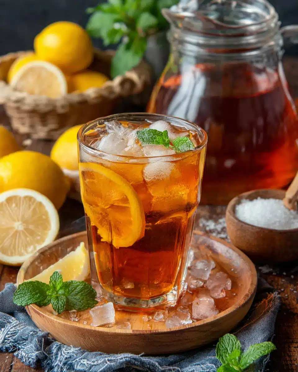 Homemade Sweet Tea Recipe with Lemon and Mint Garnish Homemade sweet tea gallon recipe served with lemon and mint garnish