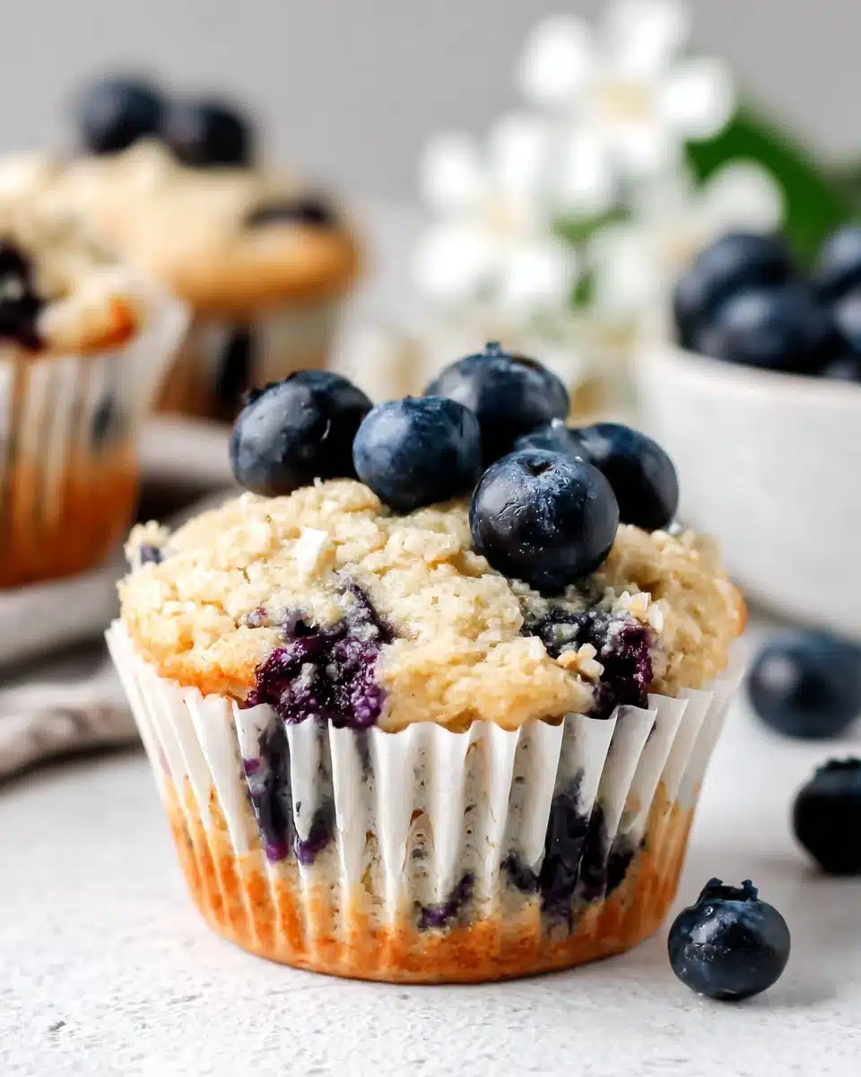 Mini Blueberry Banana Muffin with Fresh Blueberries Mini blueberry banana muffin with fresh blueberries on top