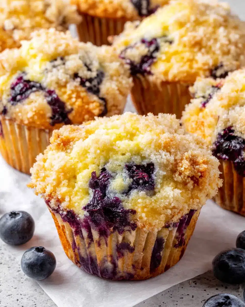 Moist Flavorful Blueberry Muffins with Crumb Topping Moist flavorful blueberry muffins with crumb topping and fresh blueberries