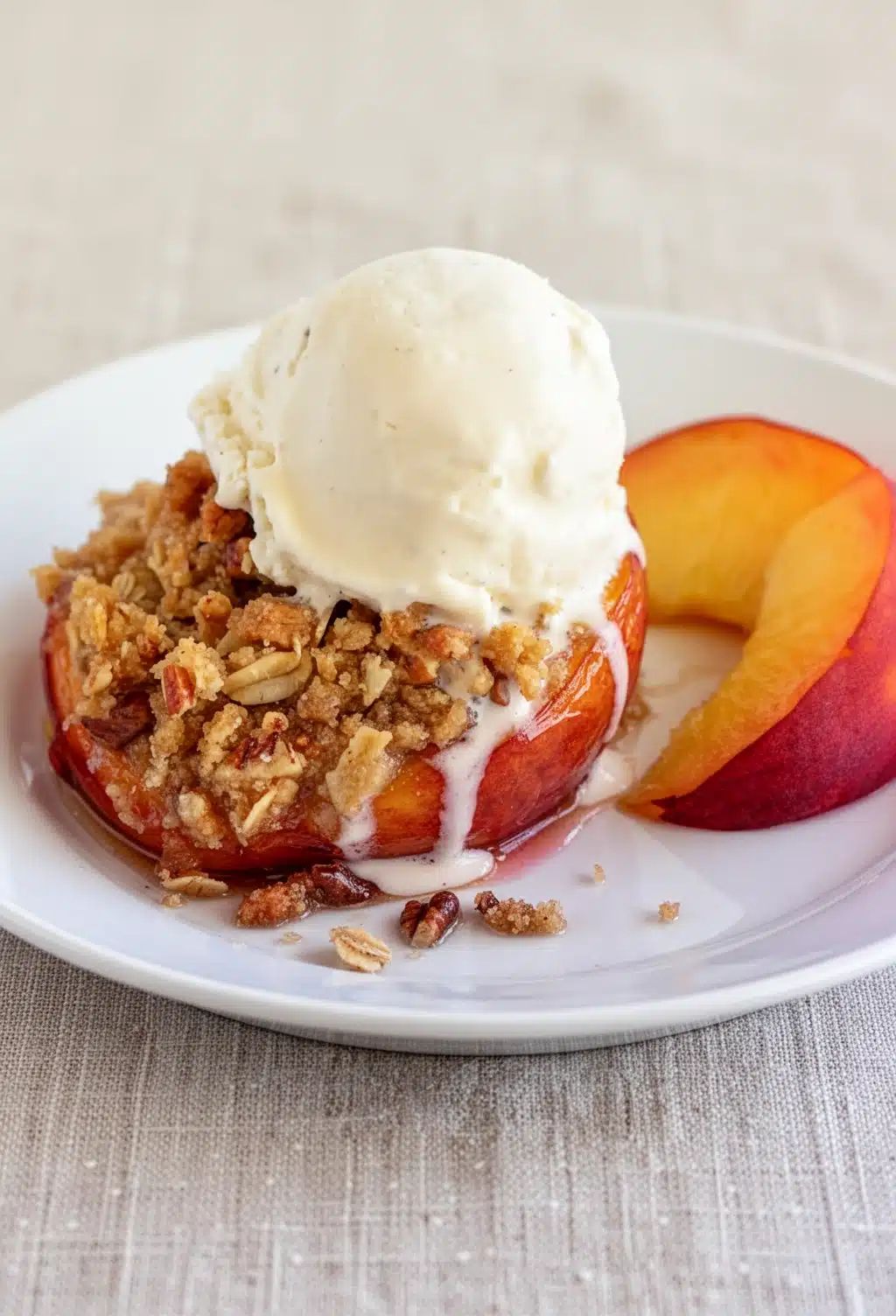 Baked Peaches with Brown Sugar Streusel: An Indulgent Delight