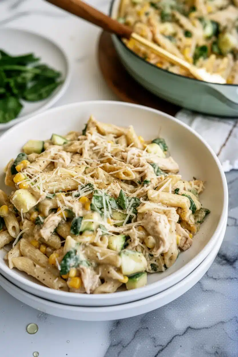 Chicken Pasta Casserole with Corn and Zucchini: A Comforting Delight
