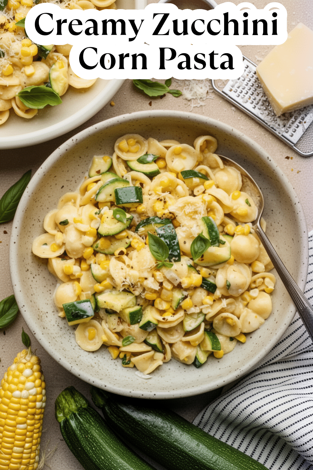 creamy zucchini corn pasta