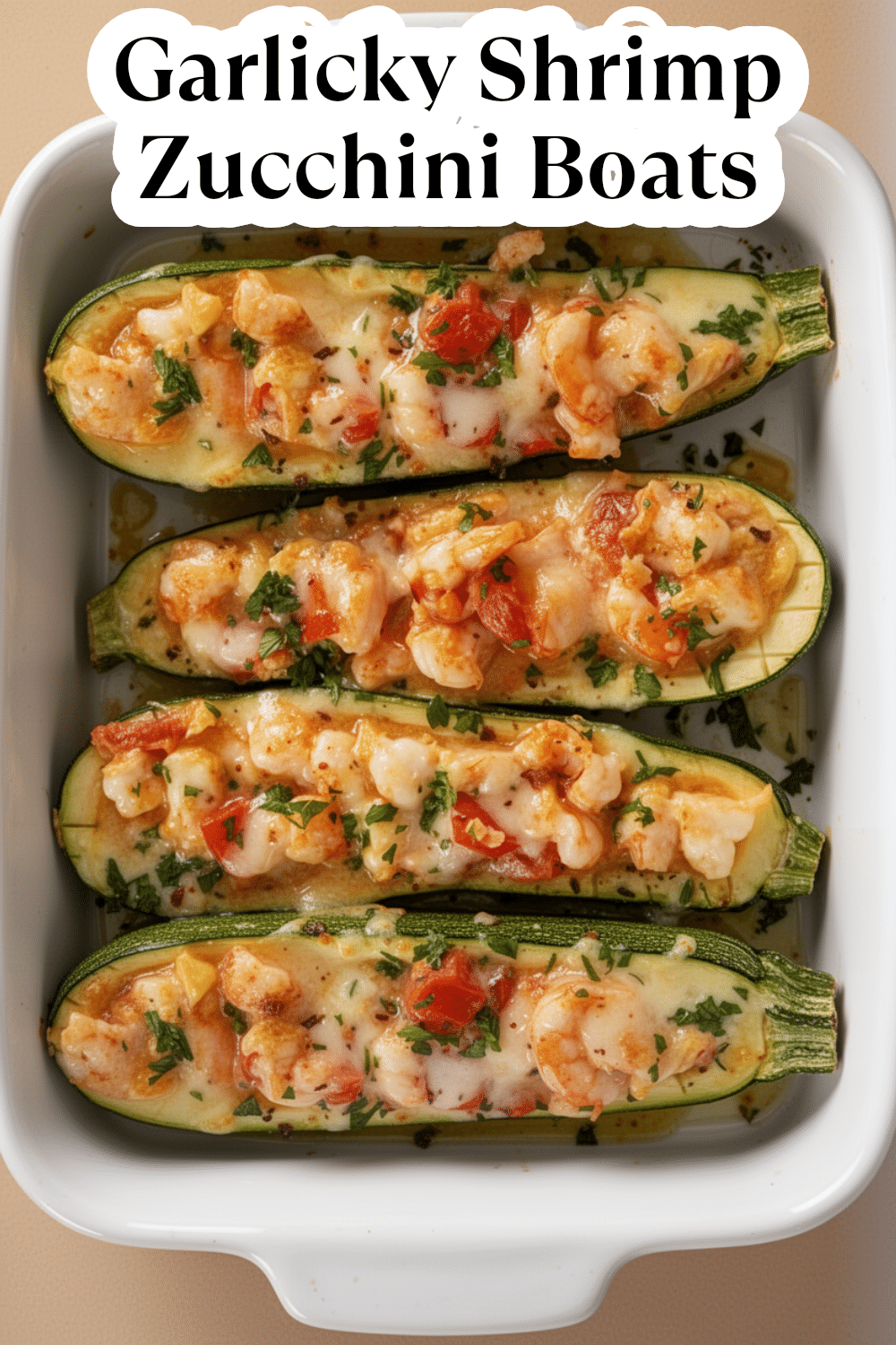 garlicky shrimp zucchini boats