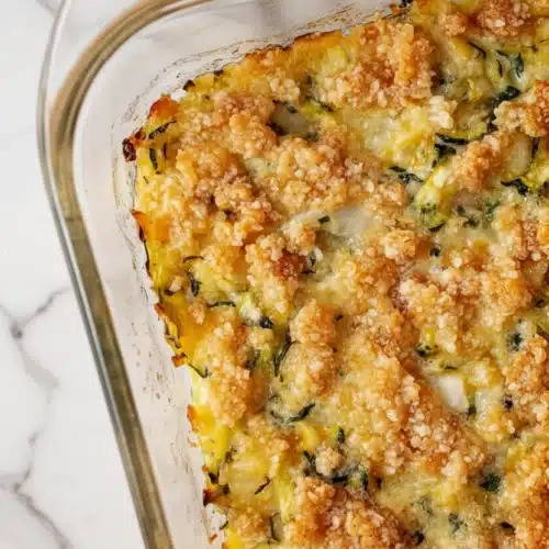 keto dinner sides easy cheesy zucchini casserole with crispy topping