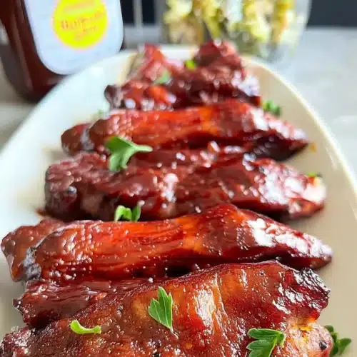 Oven roasted country style ribs with barbecue sauce on a plate