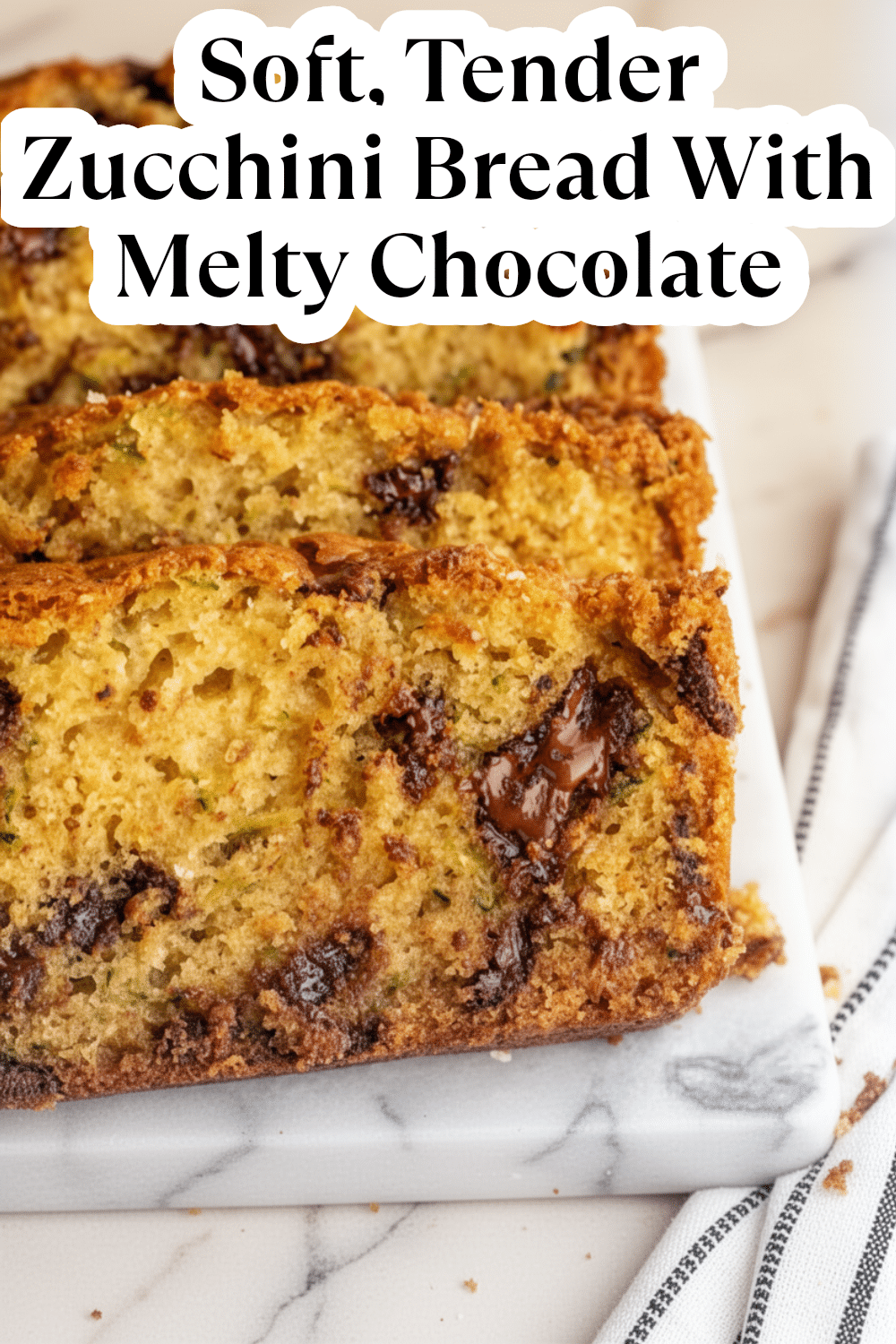 soft, tender zucchini bread with melty chocolate