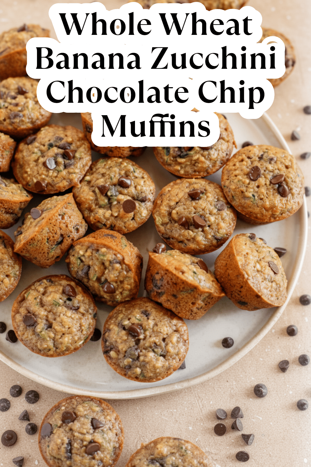 whole wheat banana zucchini chocolate chip muffins