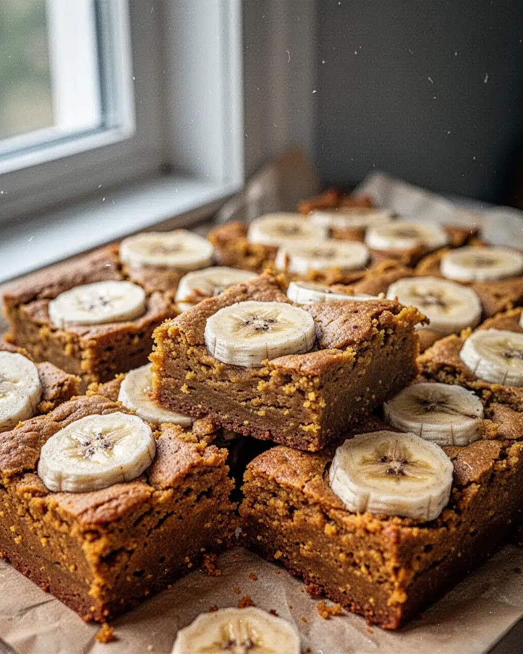 Banana Pumpkin Bars with Chocolate Chips Moist banana pumpkin bars with chocolate chips in a baking pan