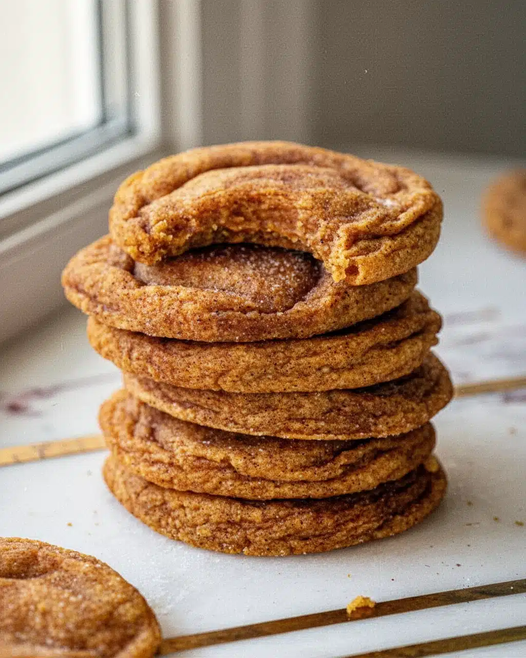 Canned Pumpkin Cookies Stack with Cinnamon Sugar Coating Stack of soft, chewy canned pumpkin cookies with cinnamon sugar coating
