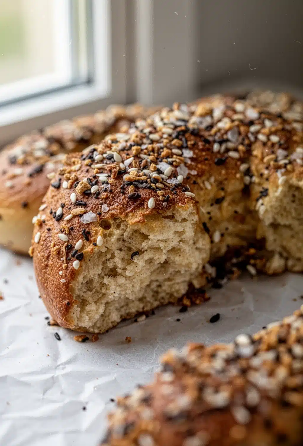 Easy Gluten-Free Bagels with Everything Seasoning Gluten free bagels easy to make with everything seasoning, golden crust, chewy inside