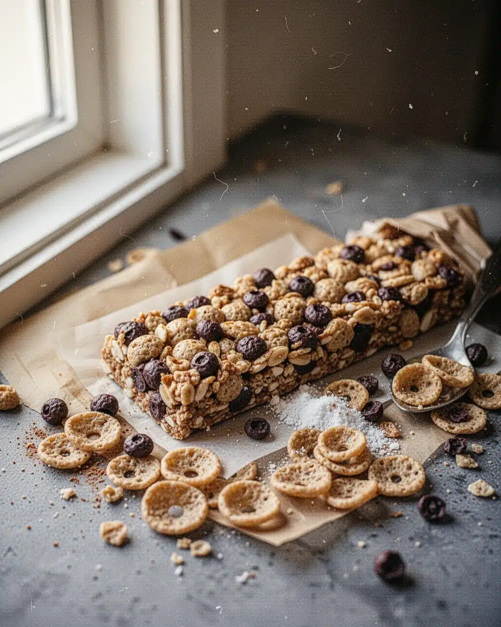 Healthy Cereal Bar Recipe Binding Mixture Steps Healthy cereal bar recipe binding mixture being prepared in a saucepan with nut butter, honey, and spices.